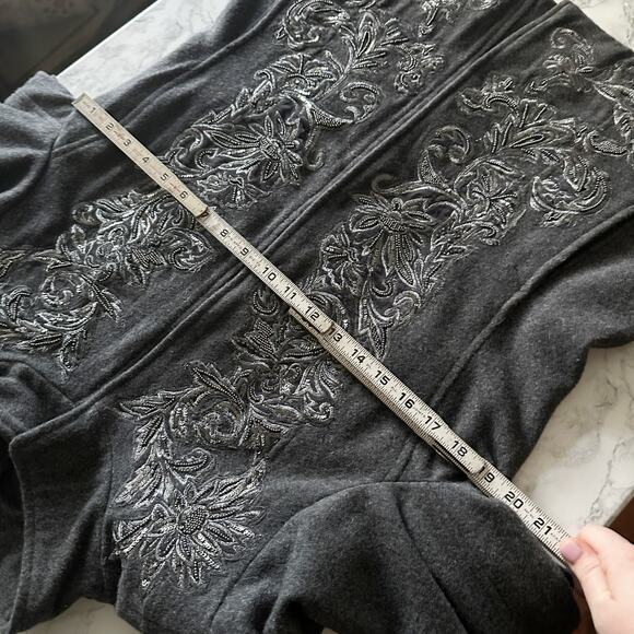 Chico's Size 1 Gray Wool Blend Beaded Embellished Jacket Women’s Size Medium - Picture 13 of 15